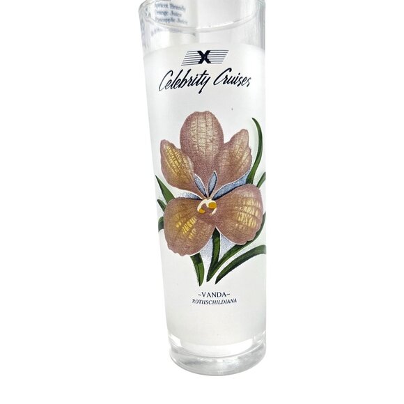 Celebrity Cruises Frosted Tropical Orchid Highball Collins Glasses Set Of 7 - Picture 10 of 11